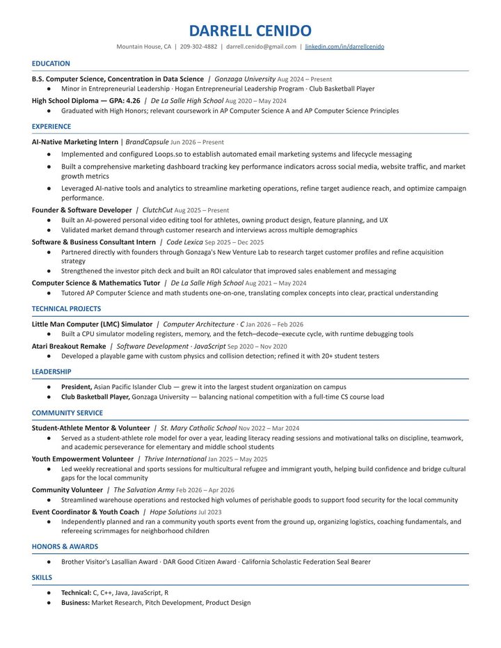 Preview of Darrell Cenido resume PDF